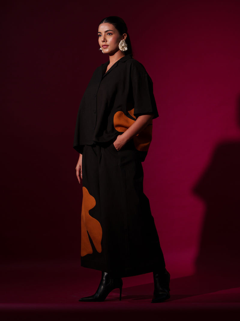 Gunpowder Shirt-Black + Rust Orange-Size XS