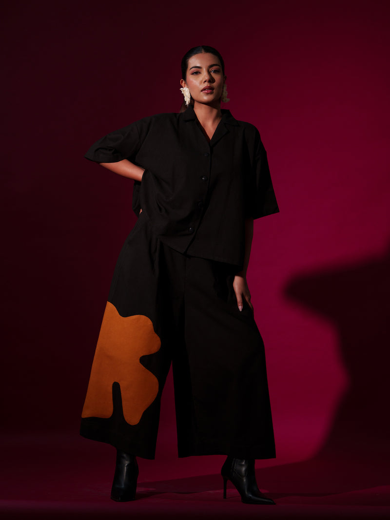 Gunpowder Shirt-Black + Rust Orange-Size XS