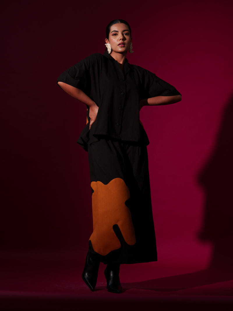 Cumin Pants -Black + Rust Orange 100% cotton pants/trousers by Stoique in black, rust orange for women in Singapore