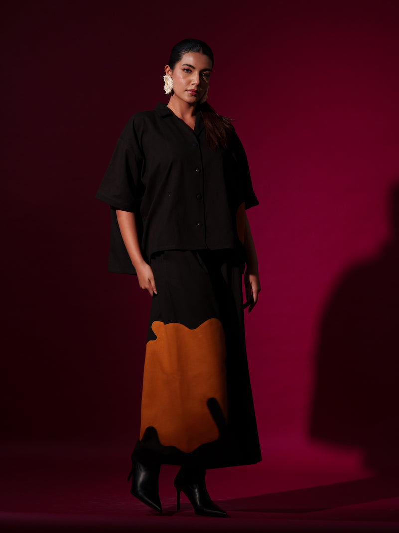 Cumin Pants -Black + Rust Orange 100% cotton pants/trousers by Stoique in black, rust orange for women in Singapore