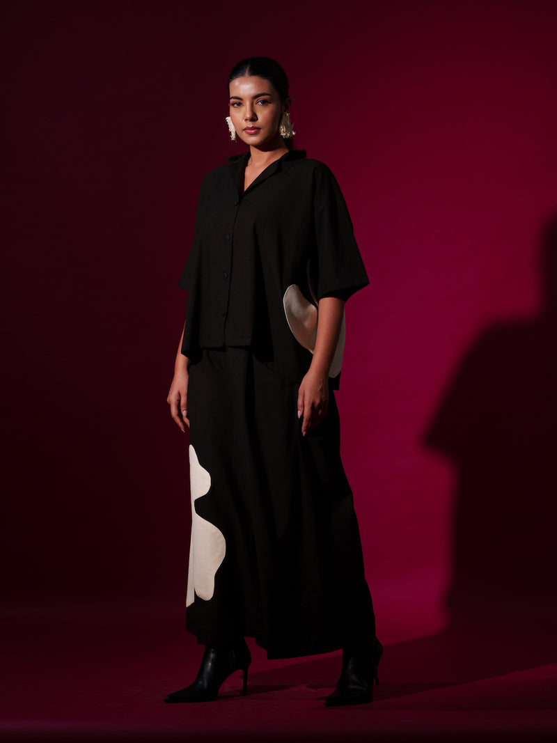 Gunpowder Shirt-Black + NAtural 100% cotton tops and shirts by Stoique in black, natural for women in Singapore