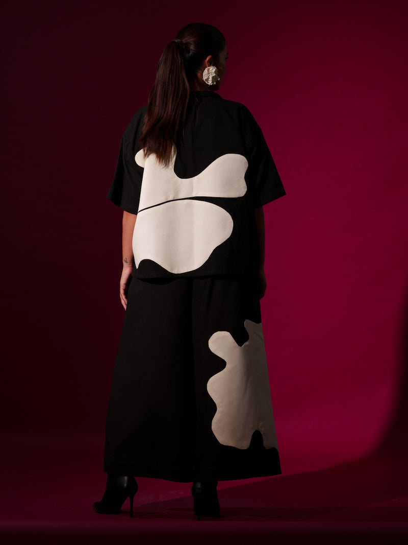 Gunpowder Shirt-Black + NAtural 100% cotton tops and shirts by Stoique in black, natural for women in Singapore