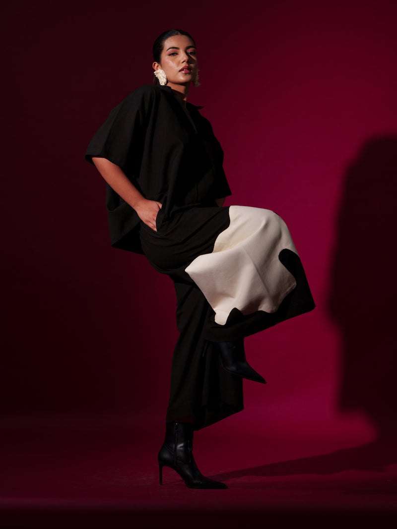 Cumin Pants -Black + Natural 100% cotton pants/trousers by Stoique in black, natural for women in Singapore