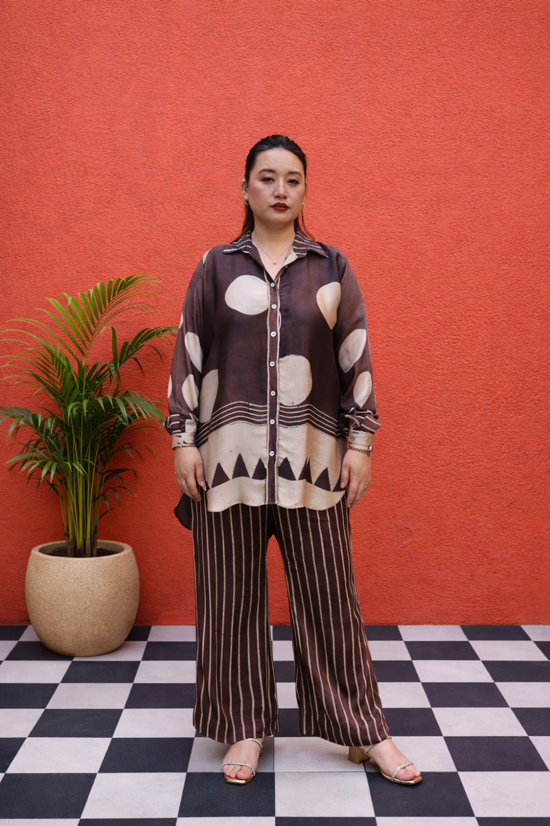 MATI Organic Brown Shirt Co-ord Set