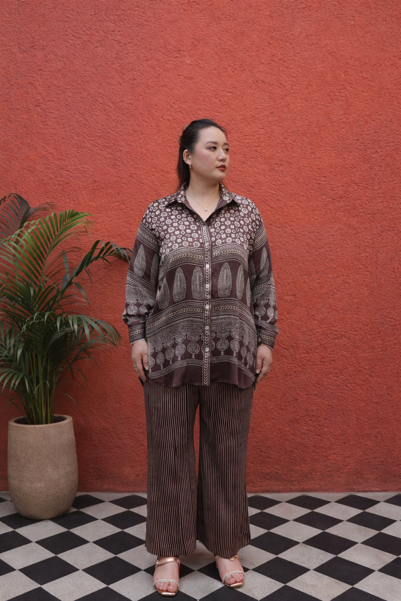 MATI Organic Brown Ajrakh Co-ord Set