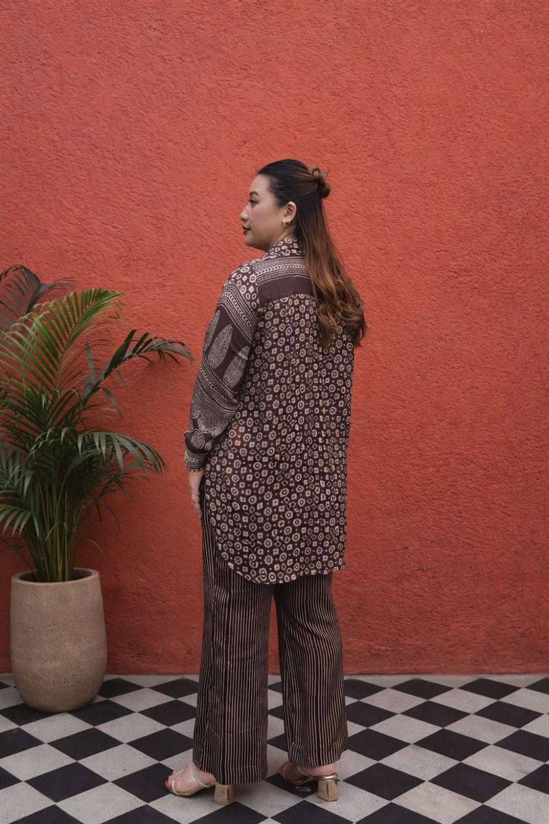 MATI Organic Brown Ajrakh Co-ord Set