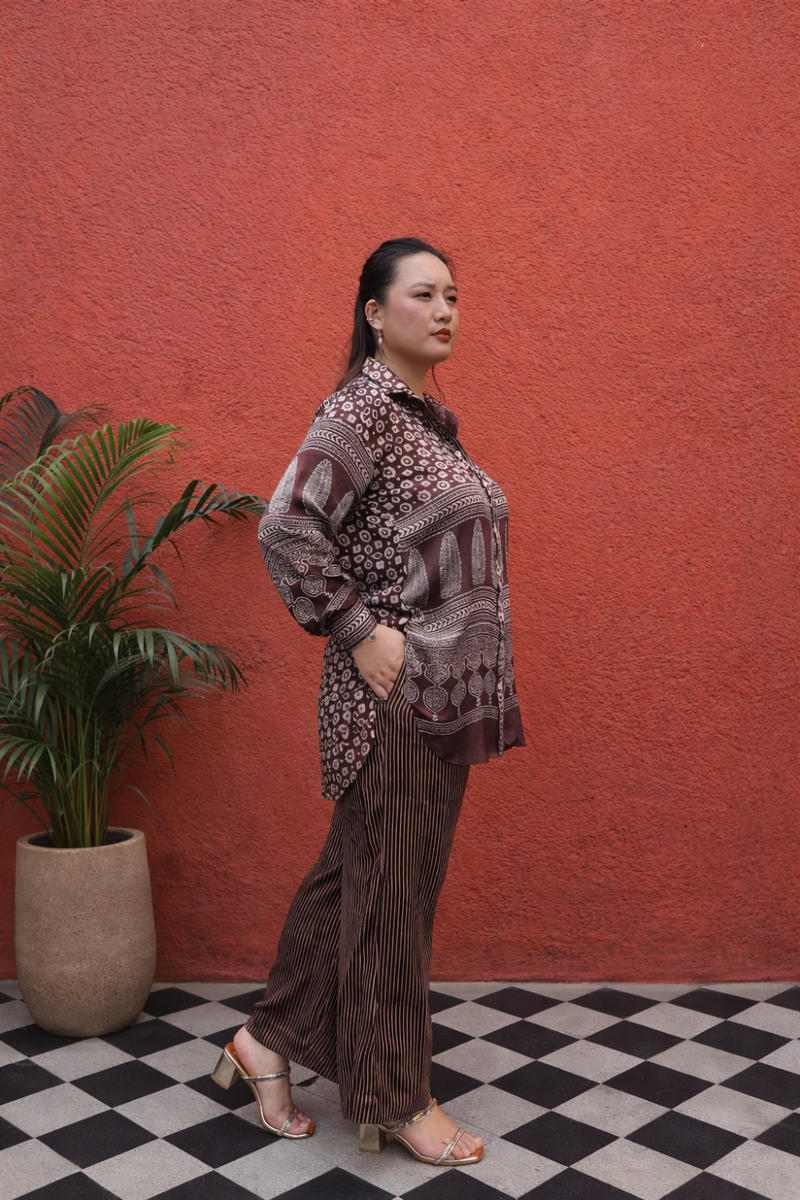 MATI Organic Brown Ajrakh Co-ord Set