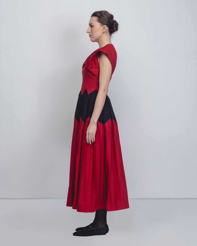 Abra Dress - Red + Black cotton Buy Abra Dress - Red + Black from C&W | Dresses for Women by Leh Studios in black color for women in Singapore