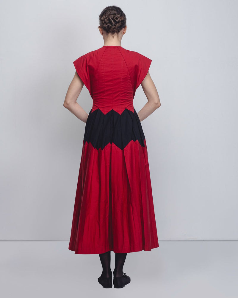 Abra Dress - Red + Black cotton Buy Abra Dress - Red + Black from C&W | Dresses for Women by Leh Studios in black color for women in Singapore