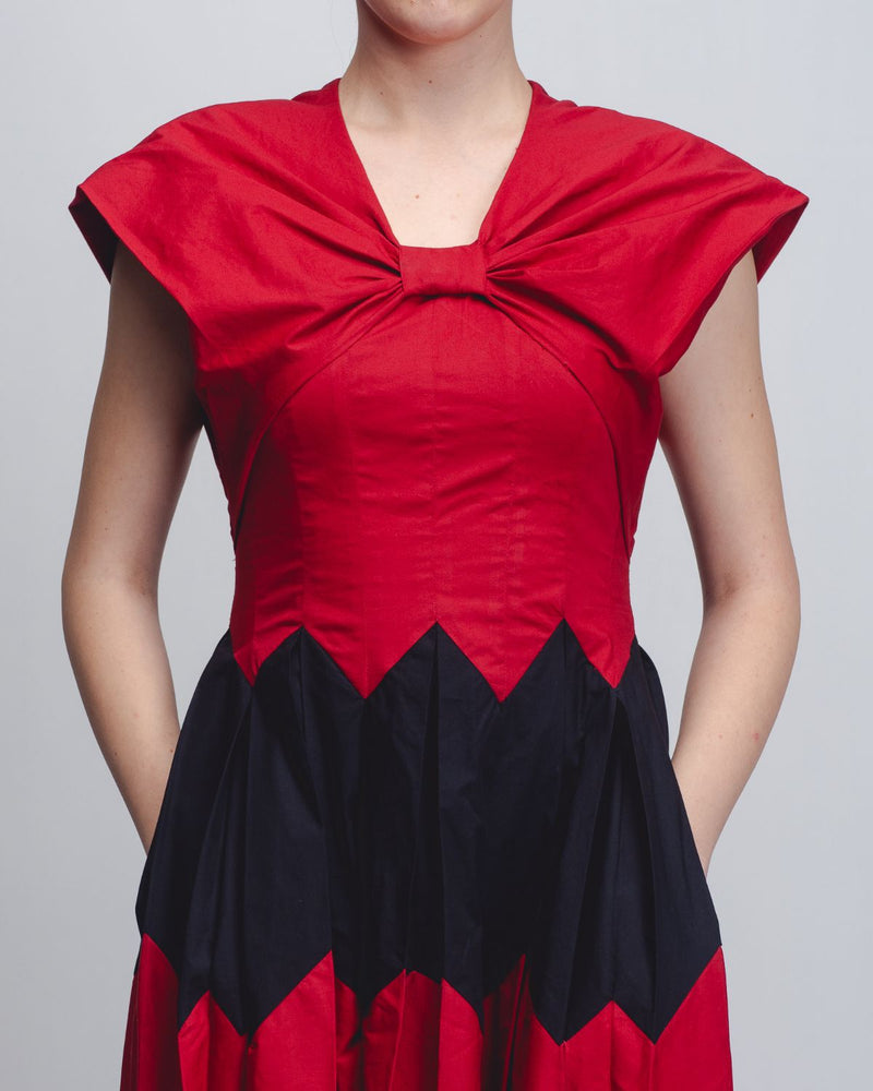 Abra Dress - Red + Black cotton Buy Abra Dress - Red + Black from C&W | Dresses for Women by Leh Studios in black color for women in Singapore