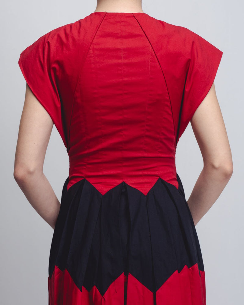 Abra Dress - Red + Black cotton Buy Abra Dress - Red + Black from C&W | Dresses for Women by Leh Studios in black color for women in Singapore
