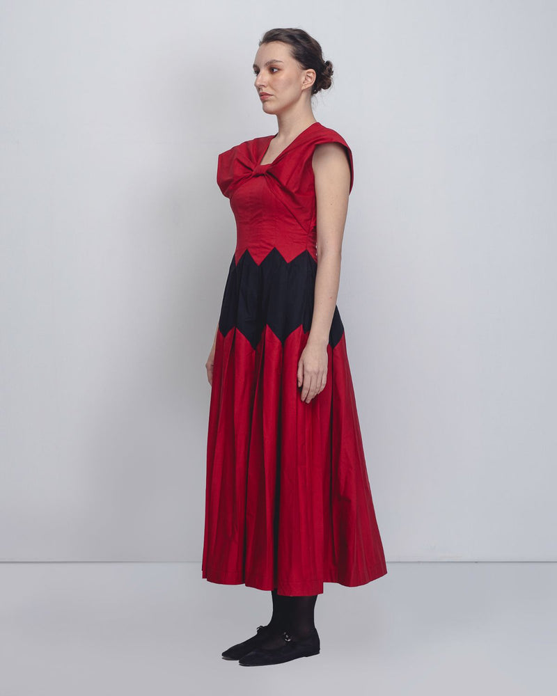 Abra Dress - Red + Black cotton Buy Abra Dress - Red + Black from C&W | Dresses for Women by Leh Studios in black color for women in Singapore