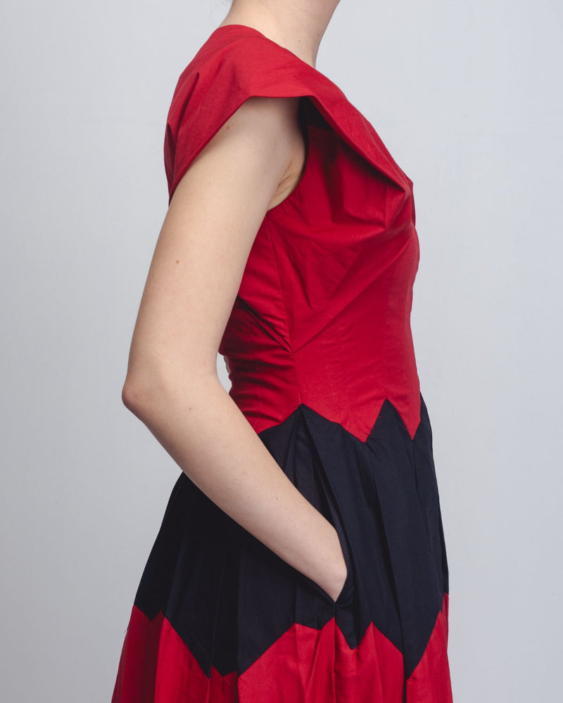 Abra Dress - Red + Black cotton Buy Abra Dress - Red + Black from C&W | Dresses for Women by Leh Studios in black color for women in Singapore
