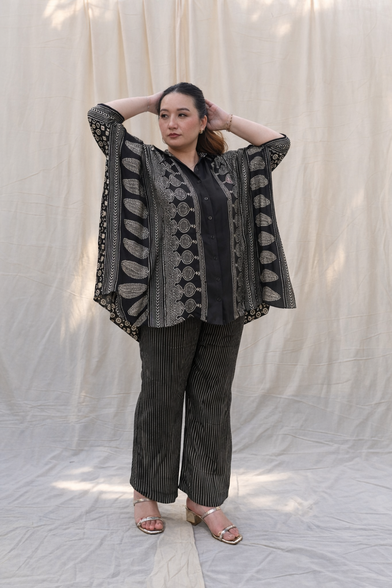 Derby Black Ajrakh Antifit Co-ord Set