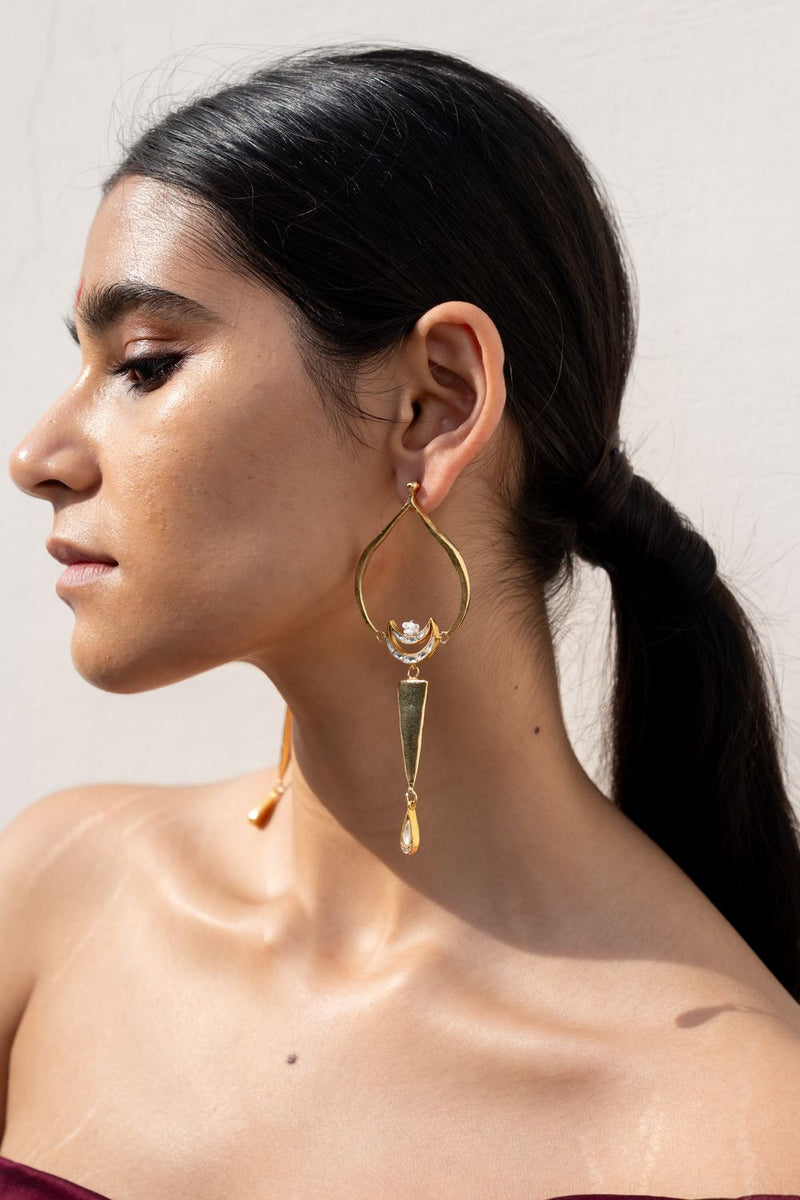 Jalsa Earrings by Aarjavee in gold color for women in Singapore
