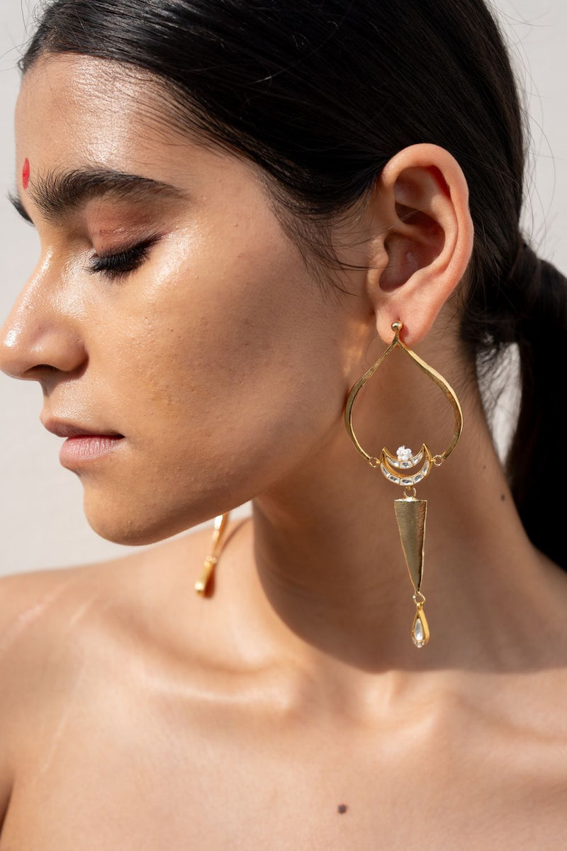 Jalsa Earrings by Aarjavee in gold color for women in Singapore