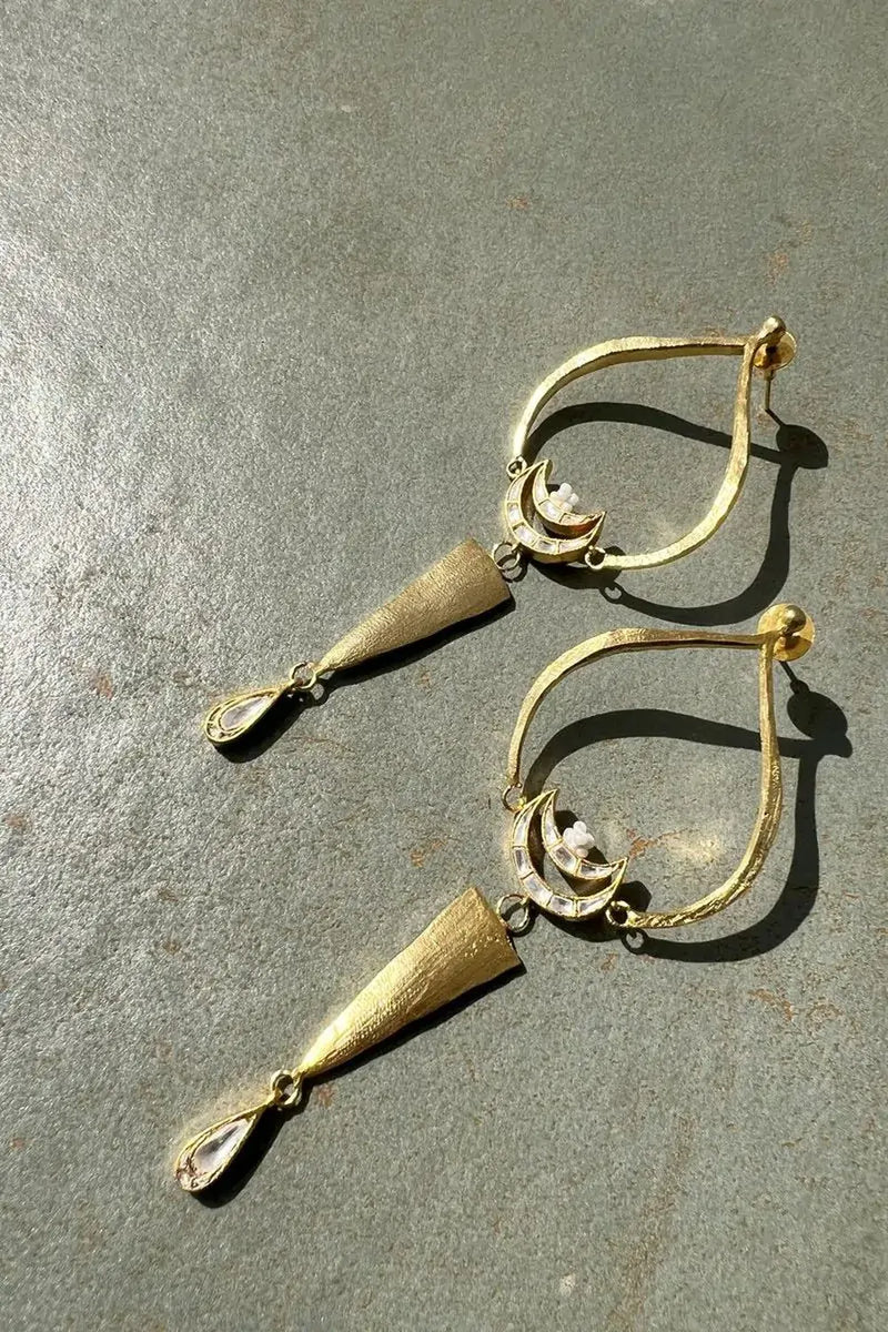 Jalsa Earrings by Aarjavee in gold color for women in Singapore