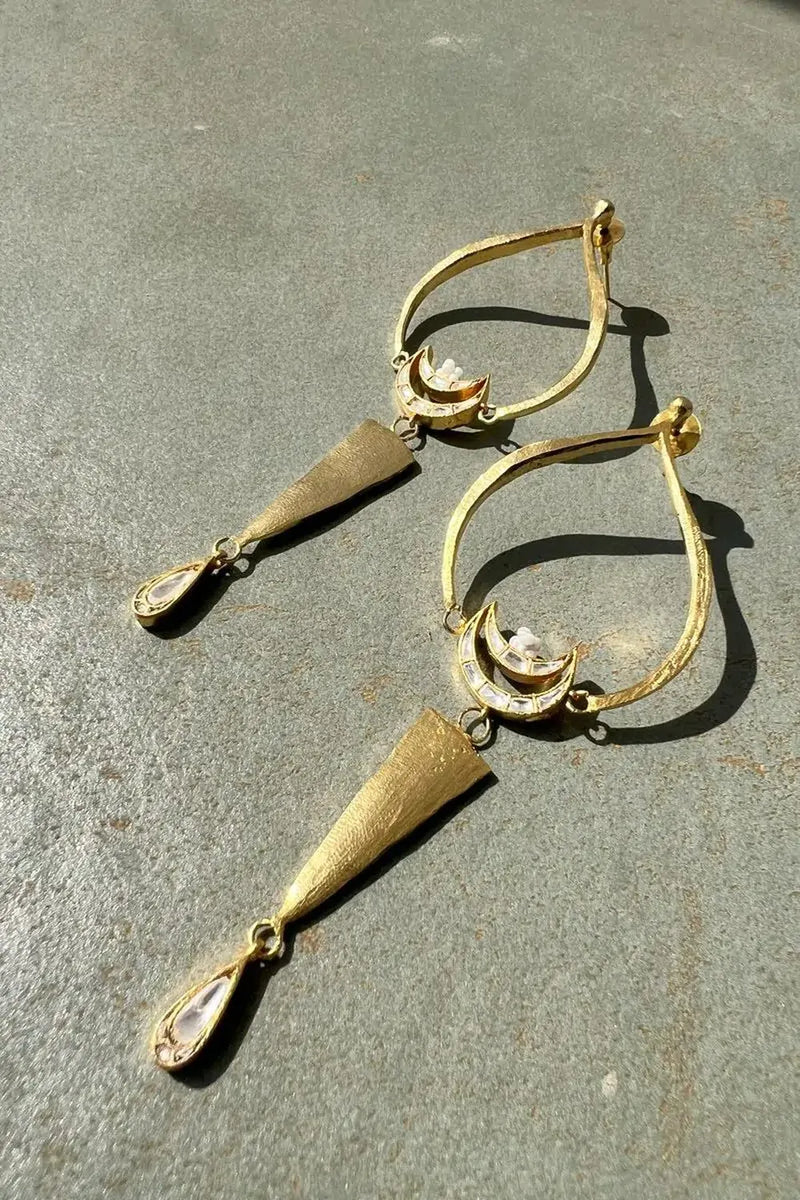 Jalsa Earrings by Aarjavee in gold color for women in Singapore