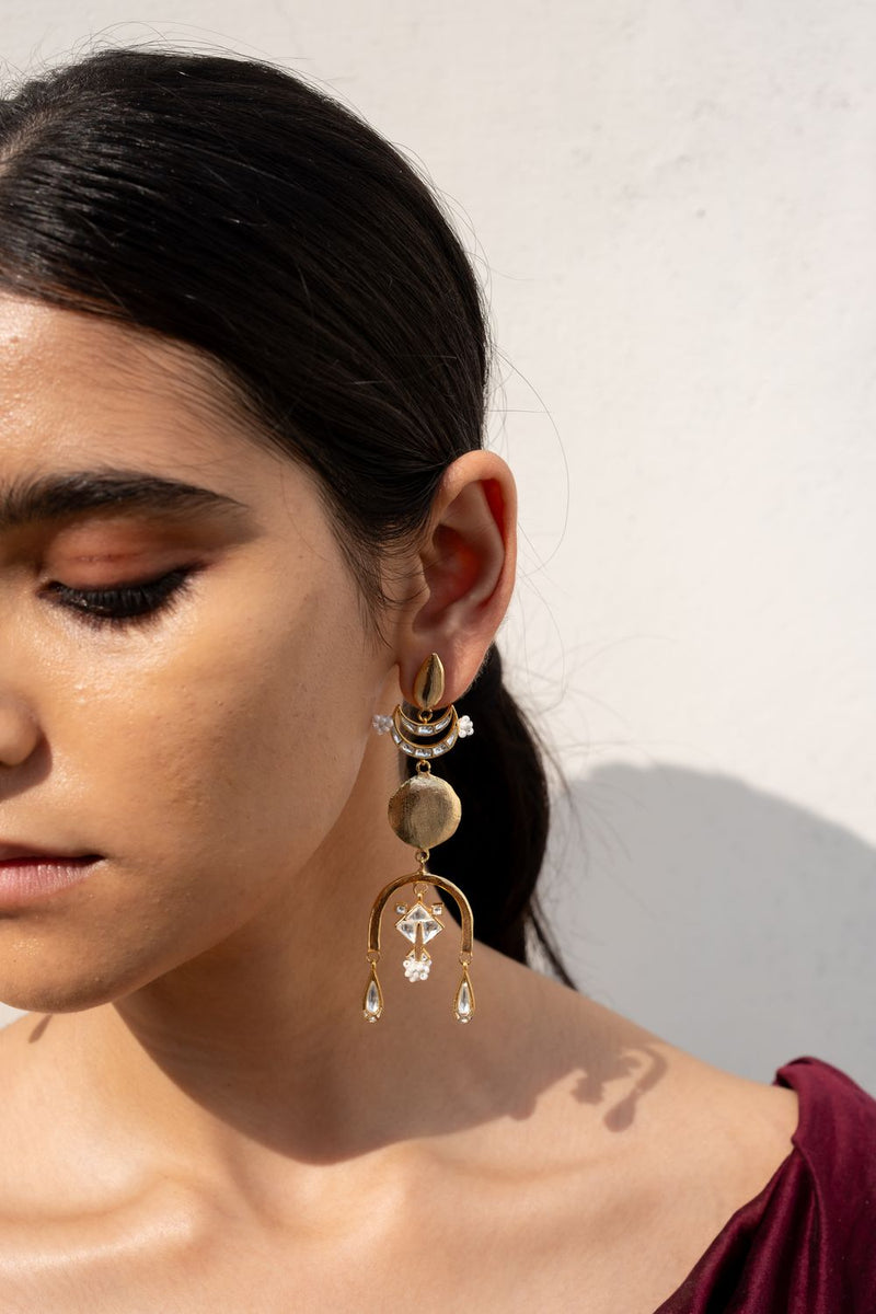 Tijori Earrings by Aarjavee in gold color for women in Singapore