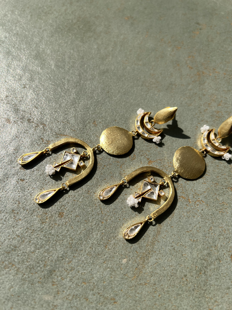 Tijori Earrings by Aarjavee in gold color for women in Singapore