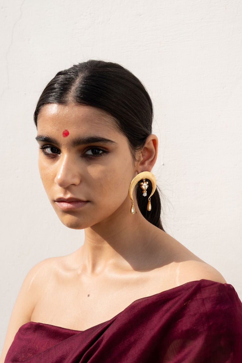 Chatt Earrings by Aarjavee in gold color for women in Singapore