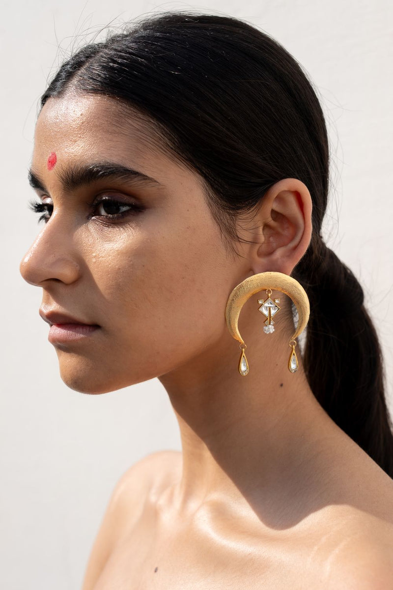 Chatt Earrings by Aarjavee in gold color for women in Singapore