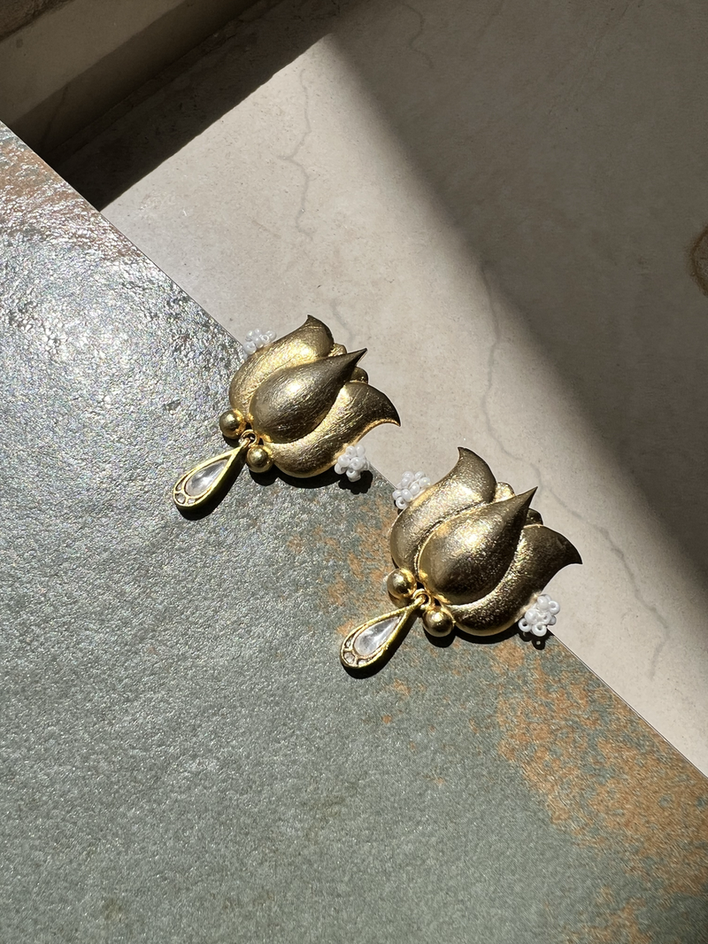 Padma Earrings by Aarjavee in gold color for women in Singapore