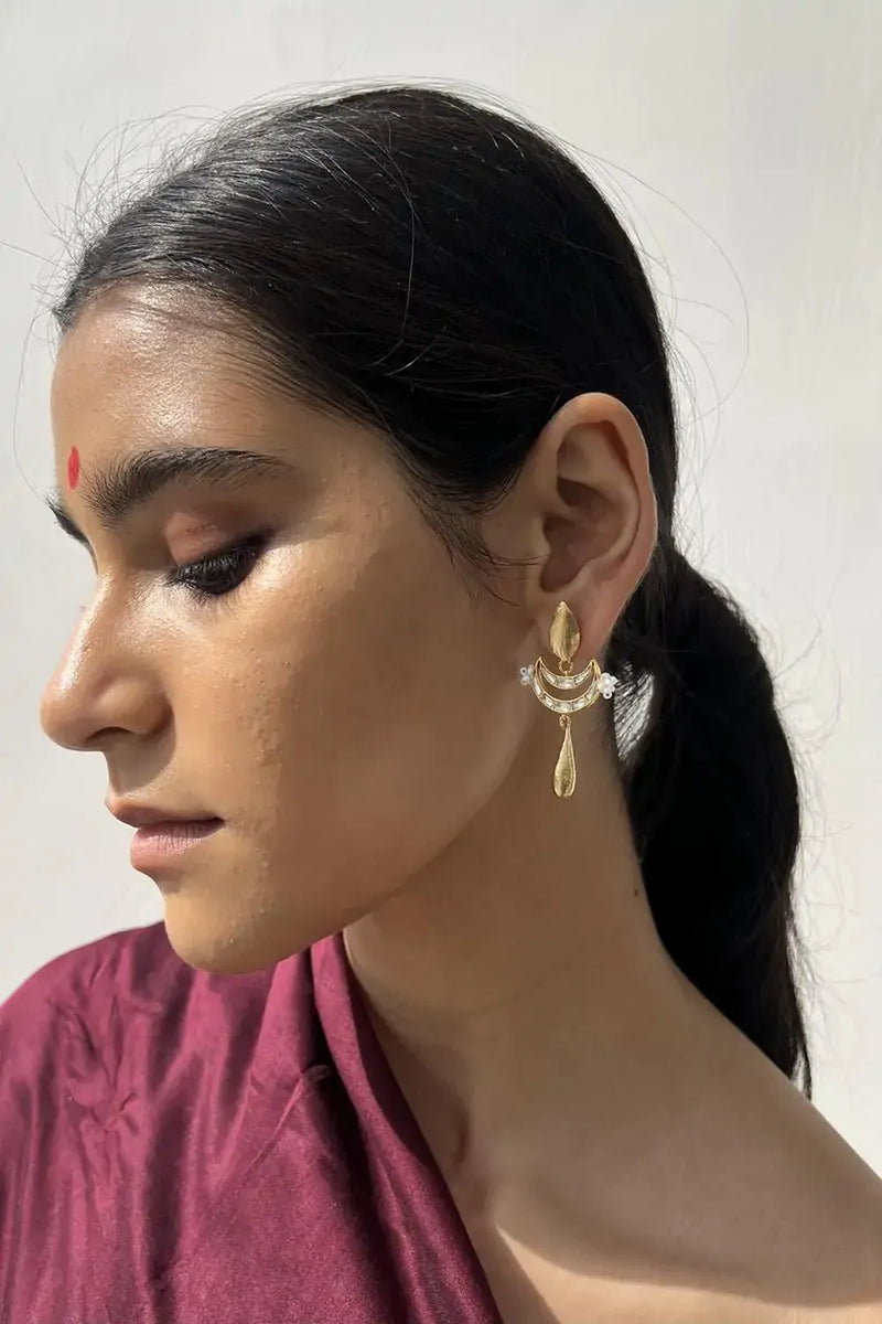 Smruti Earrings by Aarjavee in gold color for women in Singapore