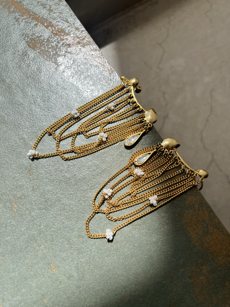 Lamhe Earrings by Aarjavee in gold color for women in Singapore