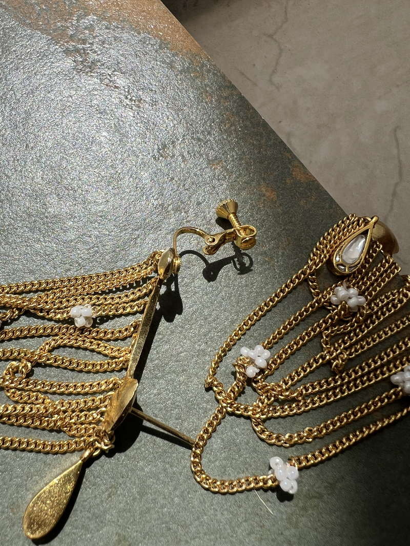 Lamhe Earrings by Aarjavee in gold color for women in Singapore