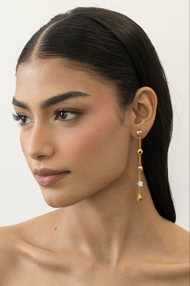 AE56G Colour Drip 18k gold plated on brass earring by Aarjavee for women in Singapore