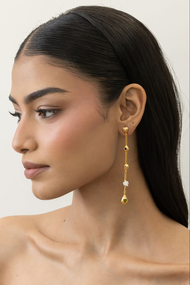 AE56G Colour Drip 18k gold plated on brass earring by Aarjavee for women in Singapore
