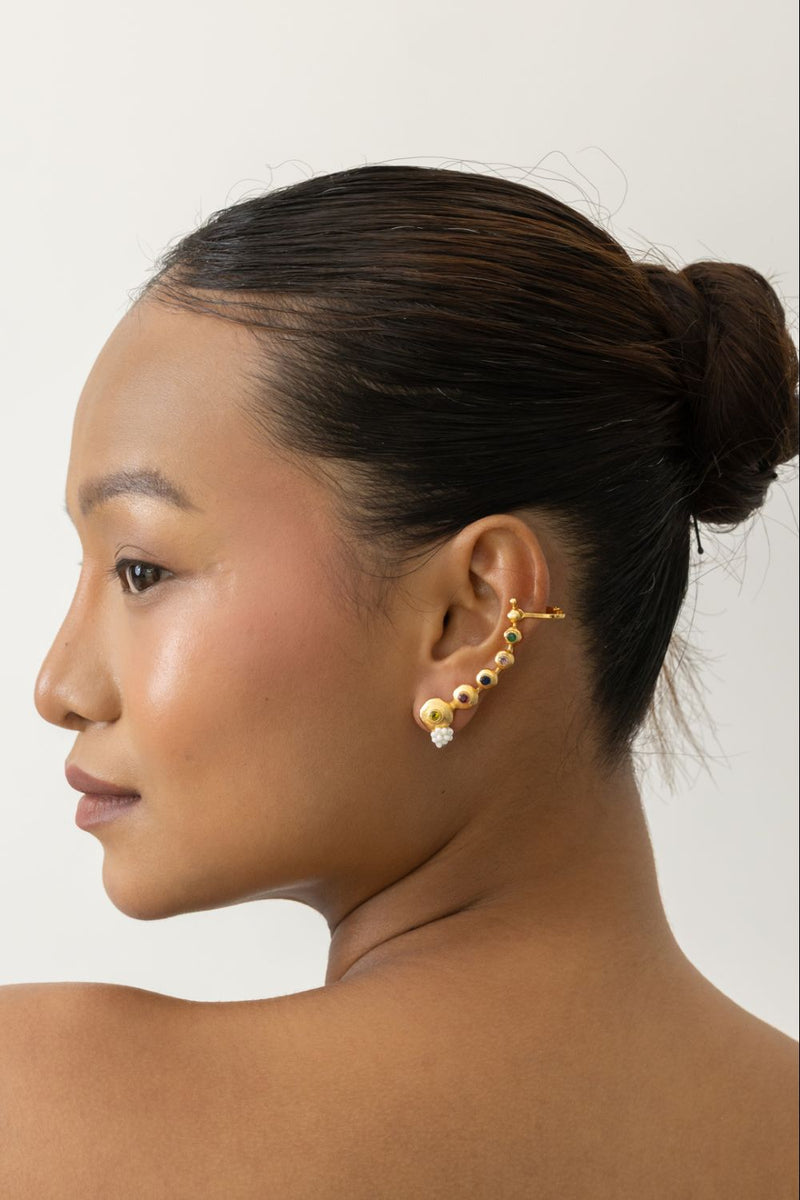 AE57G Summer Slice Cuffs 18k gold plated on brass earring by Aarjavee for women in Singapore