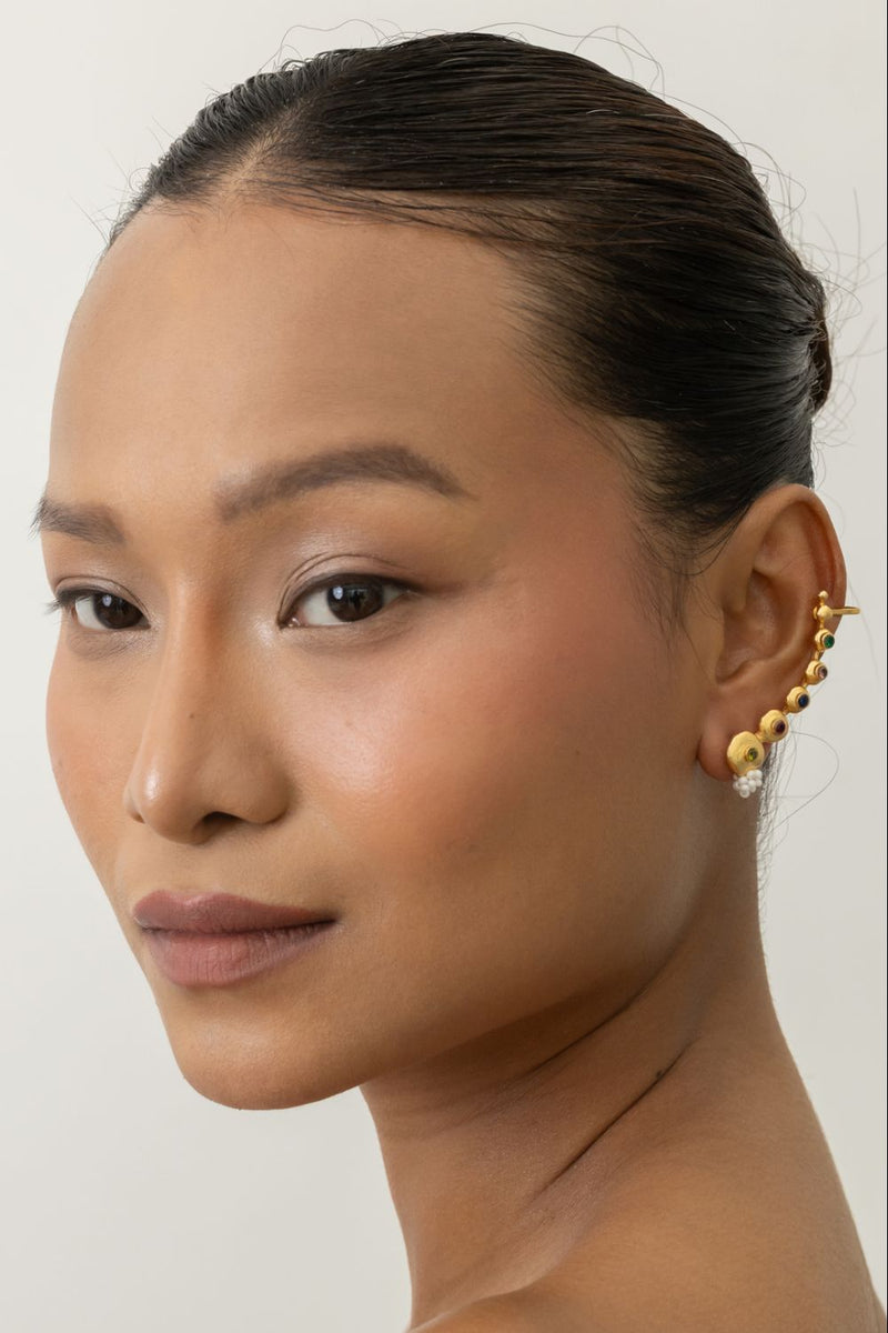 AE57G Summer Slice Cuffs 18k gold plated on brass earring by Aarjavee for women in Singapore