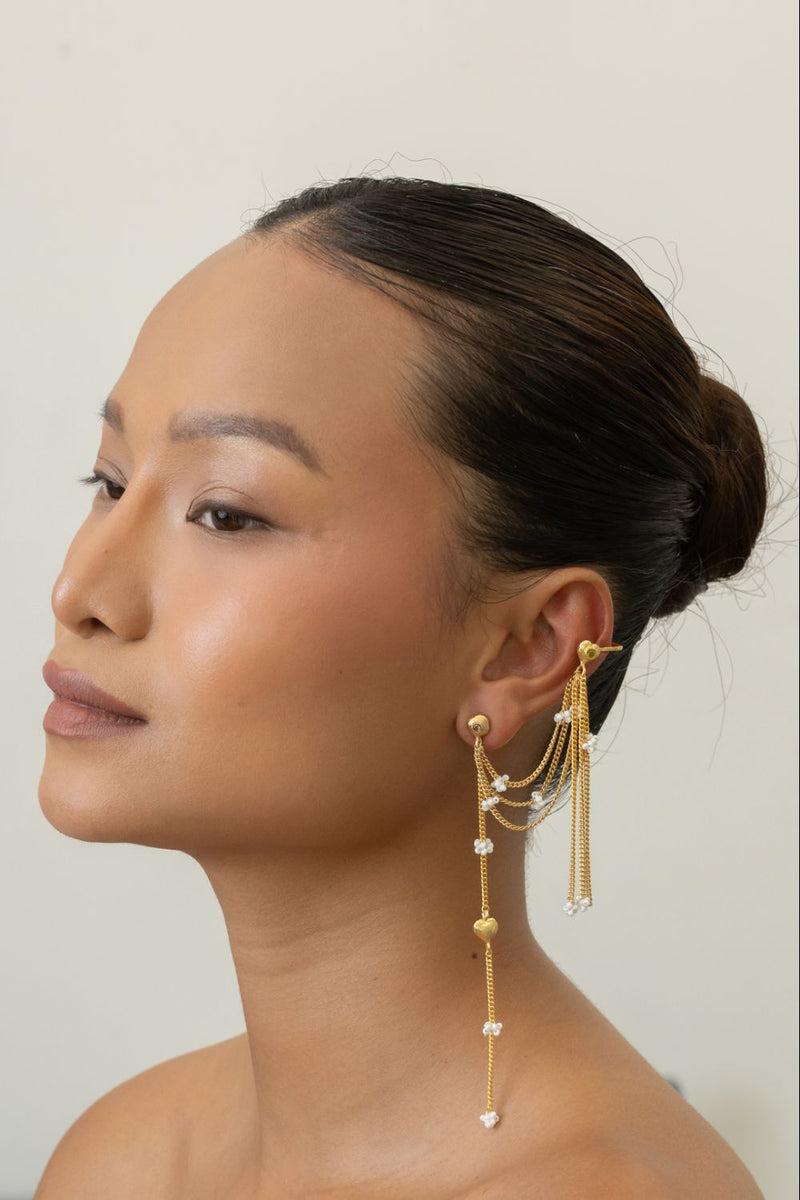 AE58G Ras Cuffs 18k gold plated on brass earring by Aarjavee for women in Singapore