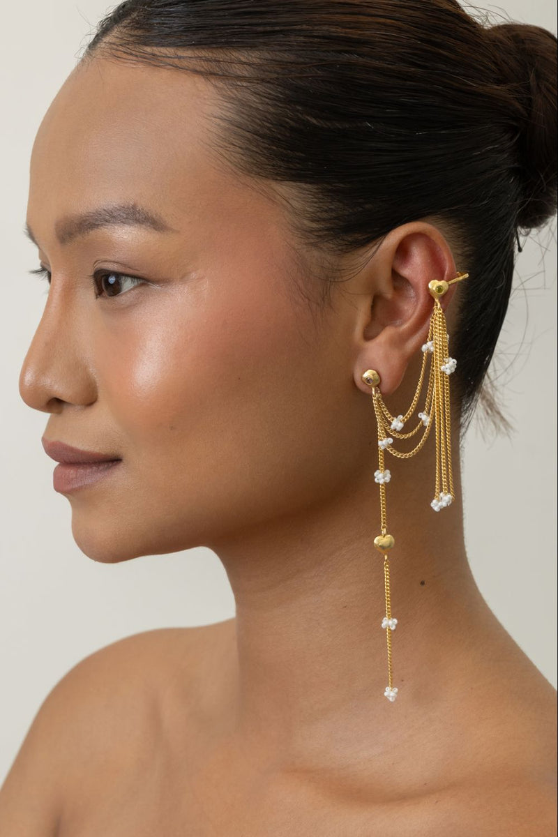 AE58G Ras Cuffs 18k gold plated on brass earring by Aarjavee for women in Singapore