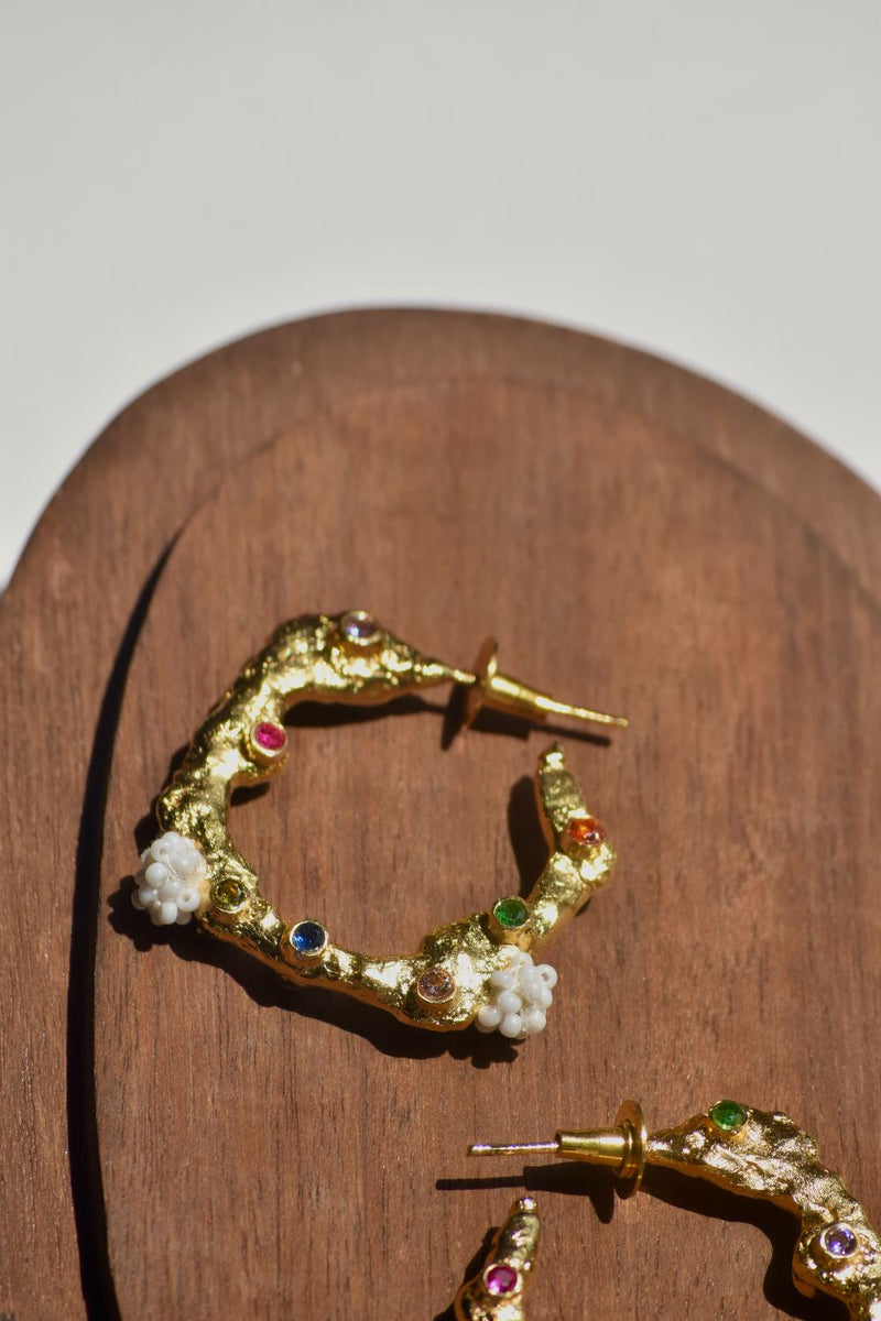 AE59G Sugar Hoops 18k gold plated on brass earring by Aarjavee for women in Singapore