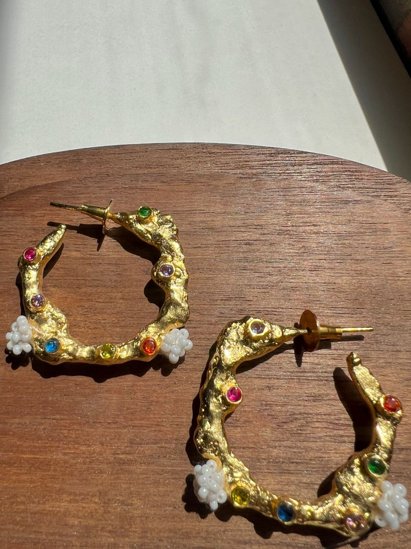 AE59G Sugar Hoops 18k gold plated on brass earring by Aarjavee for women in Singapore
