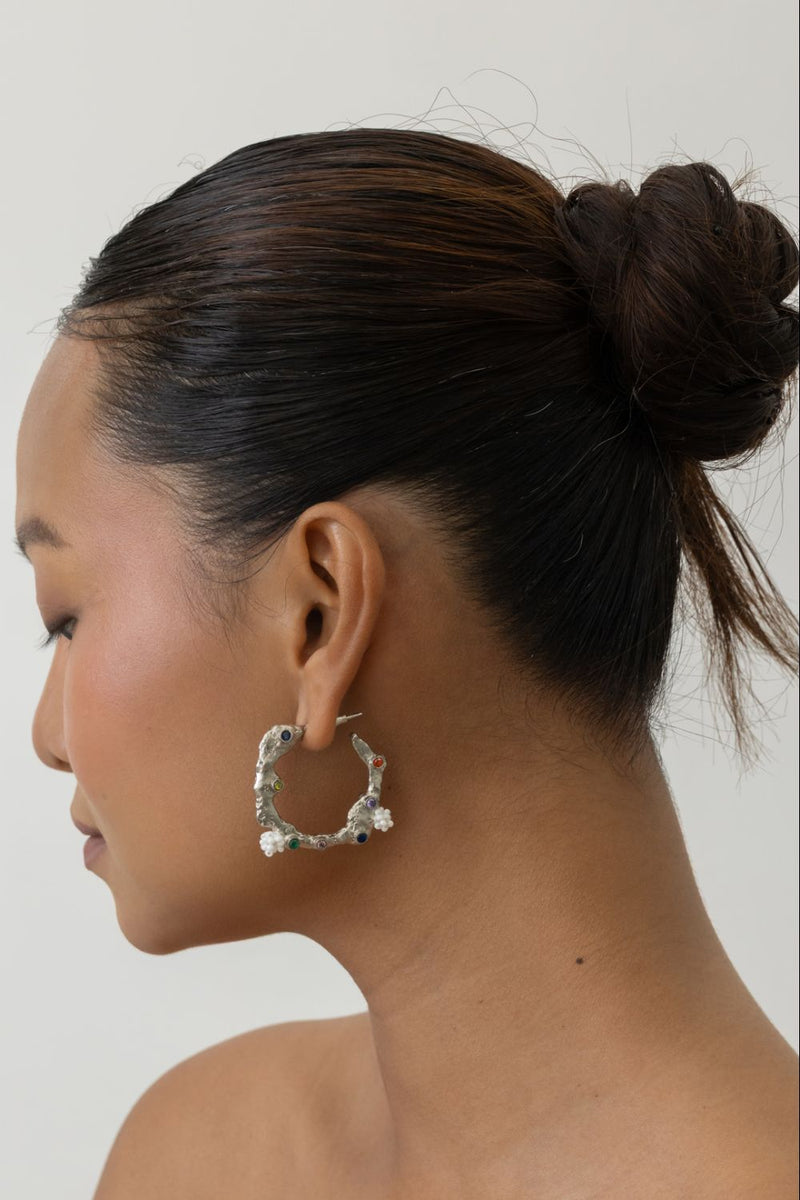AE59S Sugar Hoops 18k gold plated on brass earring by Aarjavee for women in Singapore