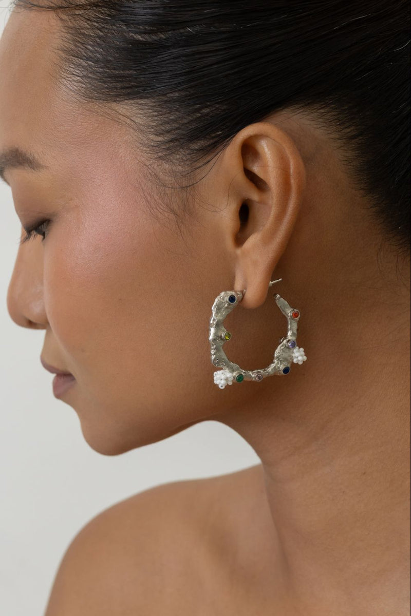 AE59S Sugar Hoops 18k gold plated on brass earring by Aarjavee for women in Singapore