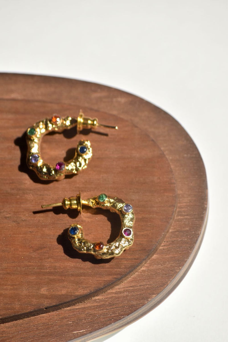 AE61G Sugar Bite Hoops 18k gold plated on brass earring by Aarjavee for women in Singapore