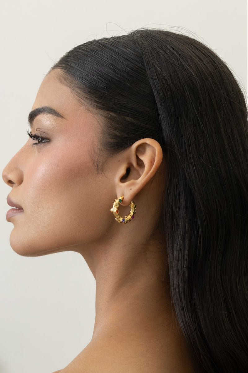 AE61G Sugar Bite Hoops 18k gold plated on brass earring by Aarjavee for women in Singapore