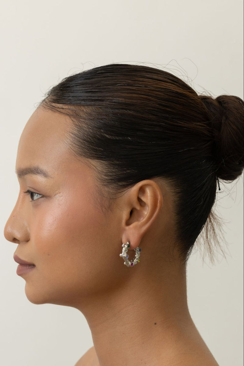 AE61S Sugar Bite Hoops 18k gold plated on brass earring by Aarjavee for women in Singapore