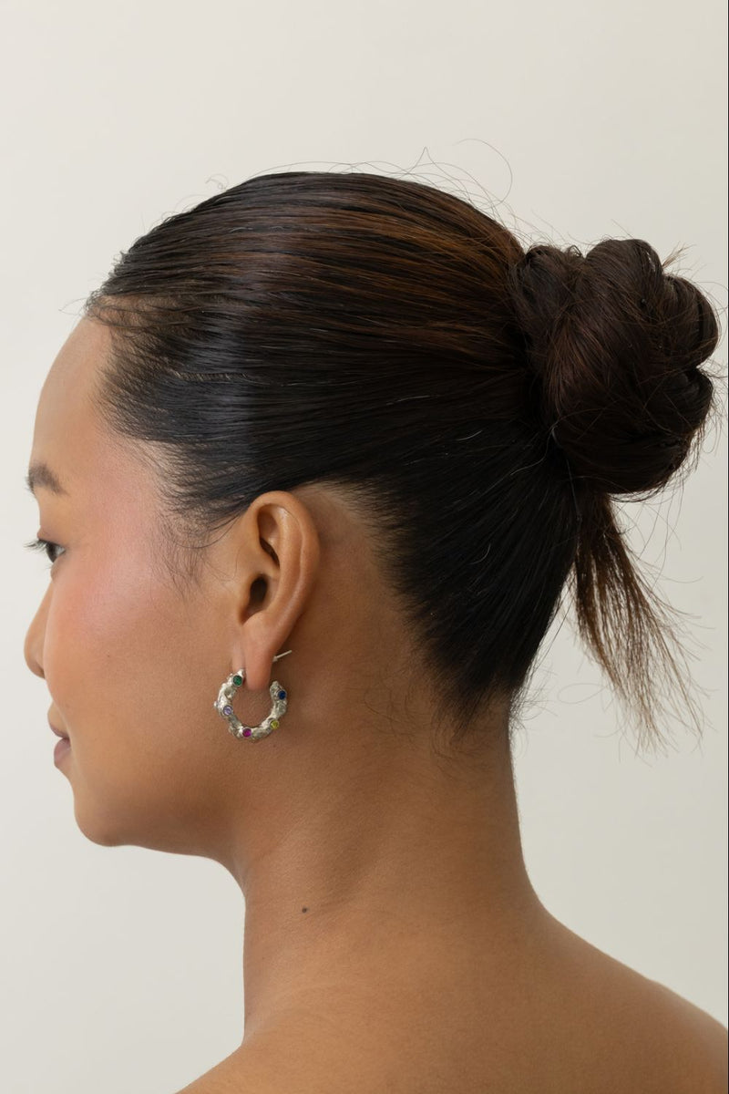 AE61S Sugar Bite Hoops 18k gold plated on brass earring by Aarjavee for women in Singapore