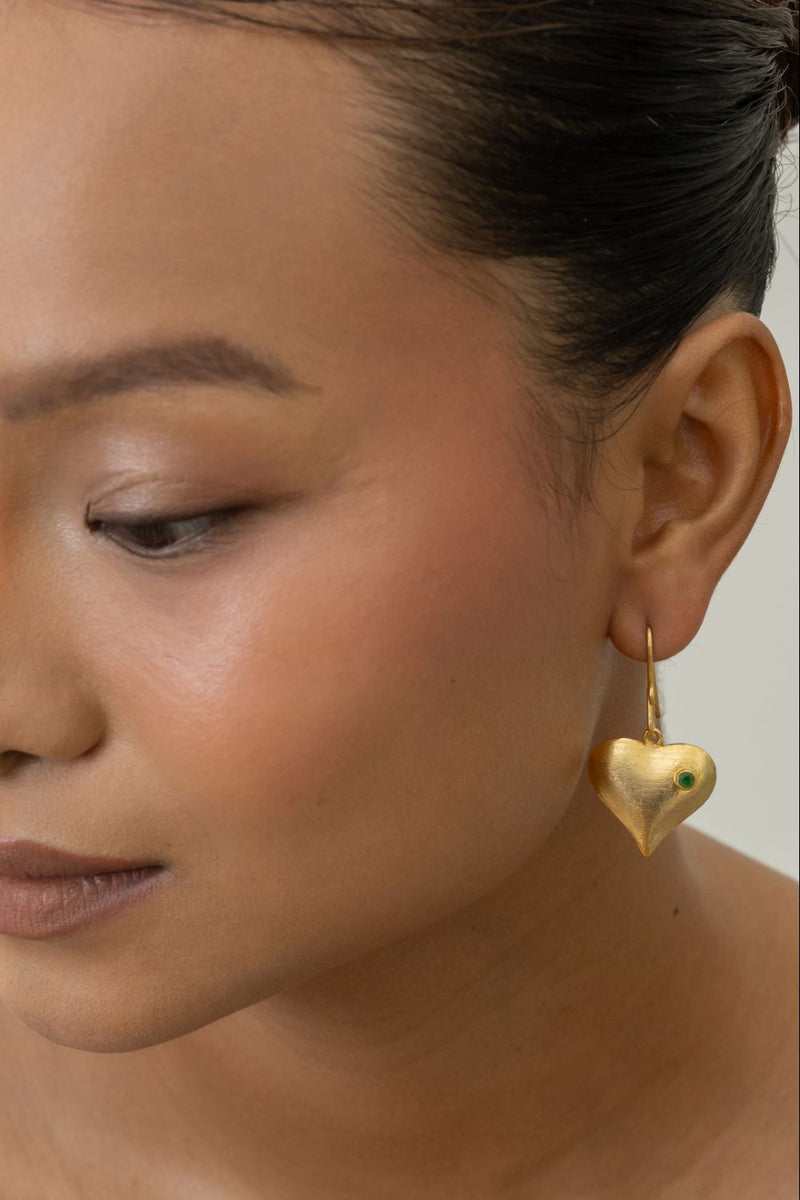AE62G Happy Hearts 18k gold plated on brass earring by Aarjavee for women in Singapore