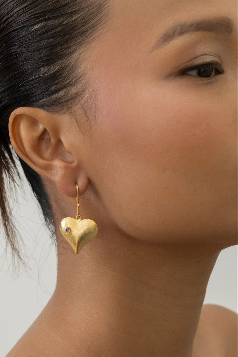AE62G Happy Hearts 18k gold plated on brass earring by Aarjavee for women in Singapore