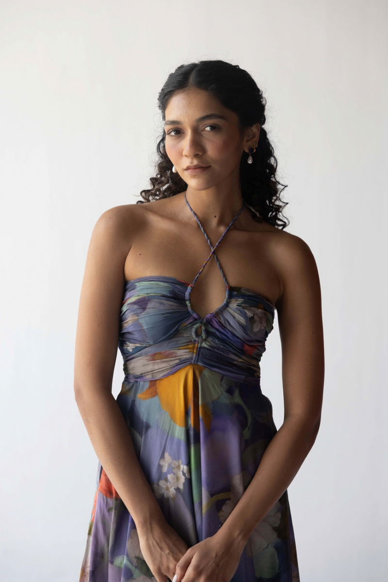 BLUEBERRY GROVE DRESS by Yam in blue color for women in Singapore