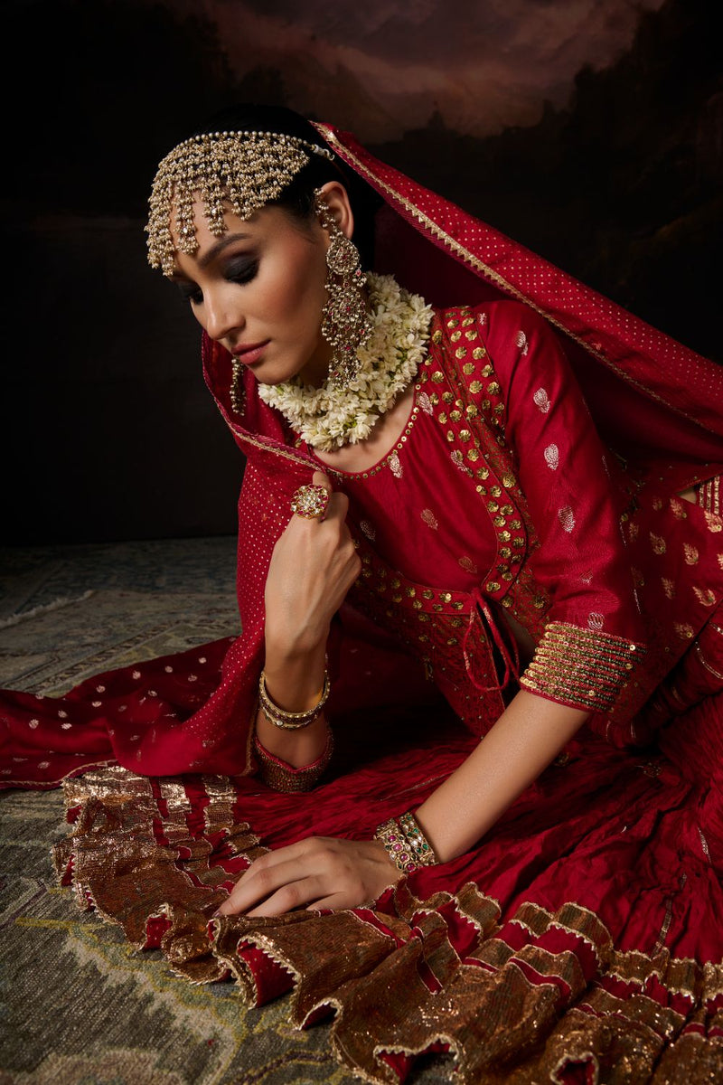 AISHA DUPATTA chanderi by SWATTI KAPOOR in red color for women in Singapore