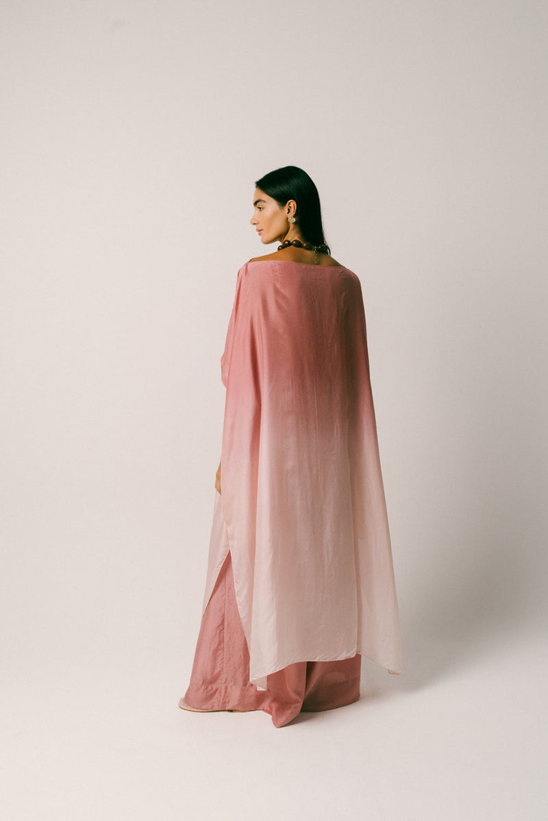 Bayu Silk Kaftan Set habutai silk co-ord set by Ituvana in rose for women in Singapore