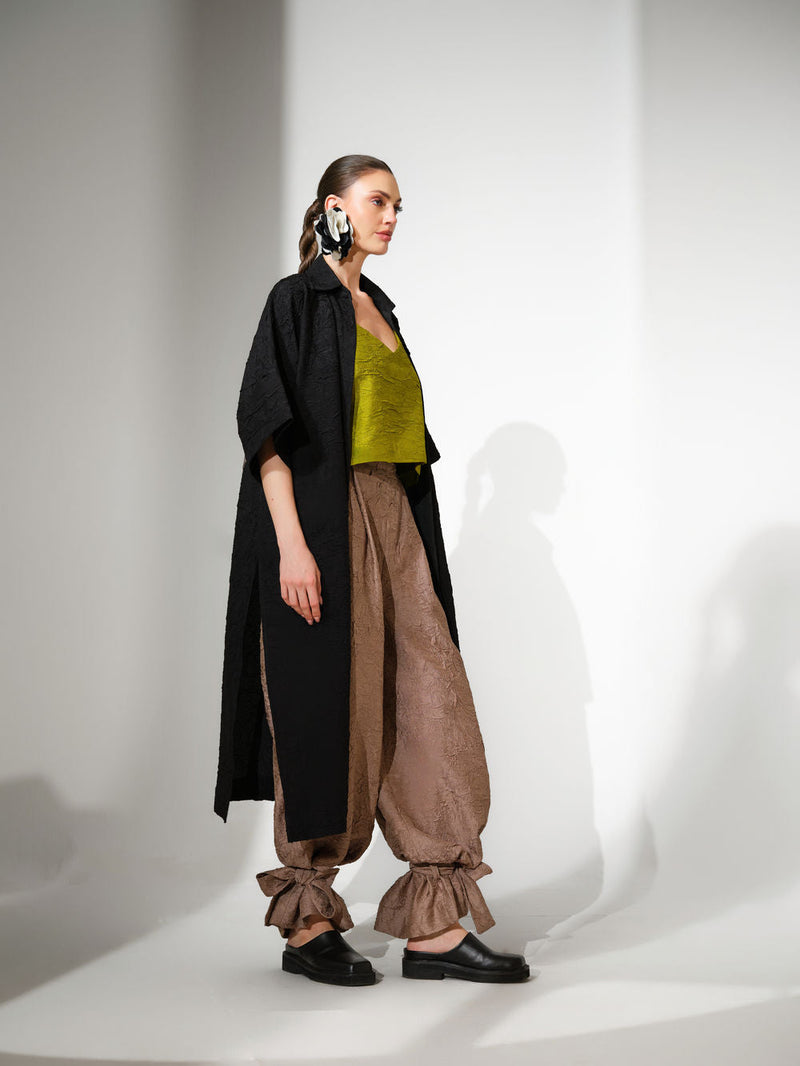 Eclipse Top-Lime crushed silk top/shirt by Stoique in lime for women in Singapore